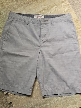 Original Penguin Light Gray Plaid Flat-Front Shorts